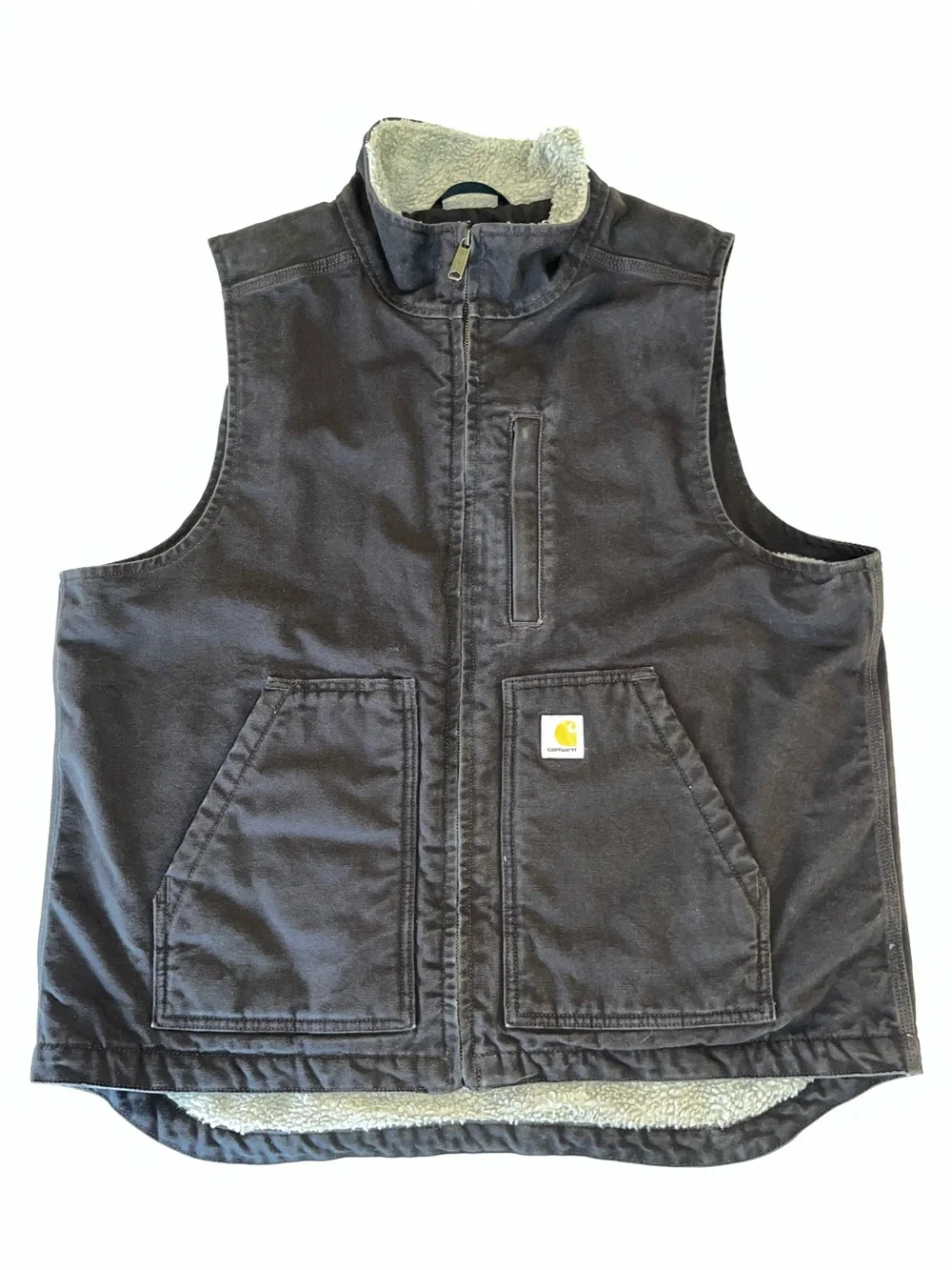 Carhartt Men’s Sherpa Lined Mock Neck Vest Dark Brown Size L - Picture 5 of 12